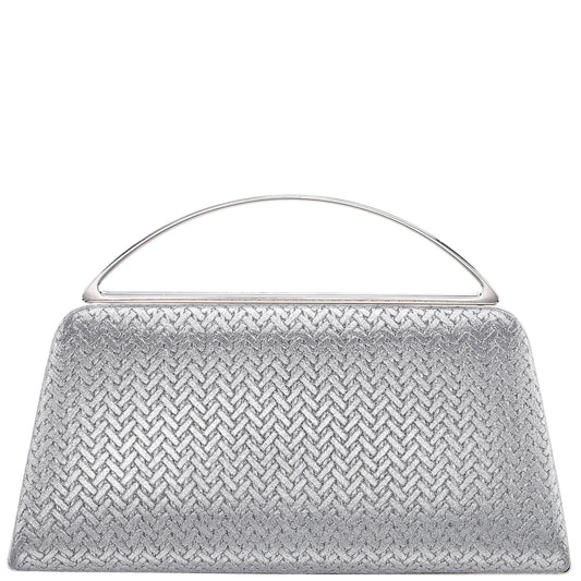 Genesis-G Antique Silver Metallic Faux Weave Box Bag | Nina Shoes
