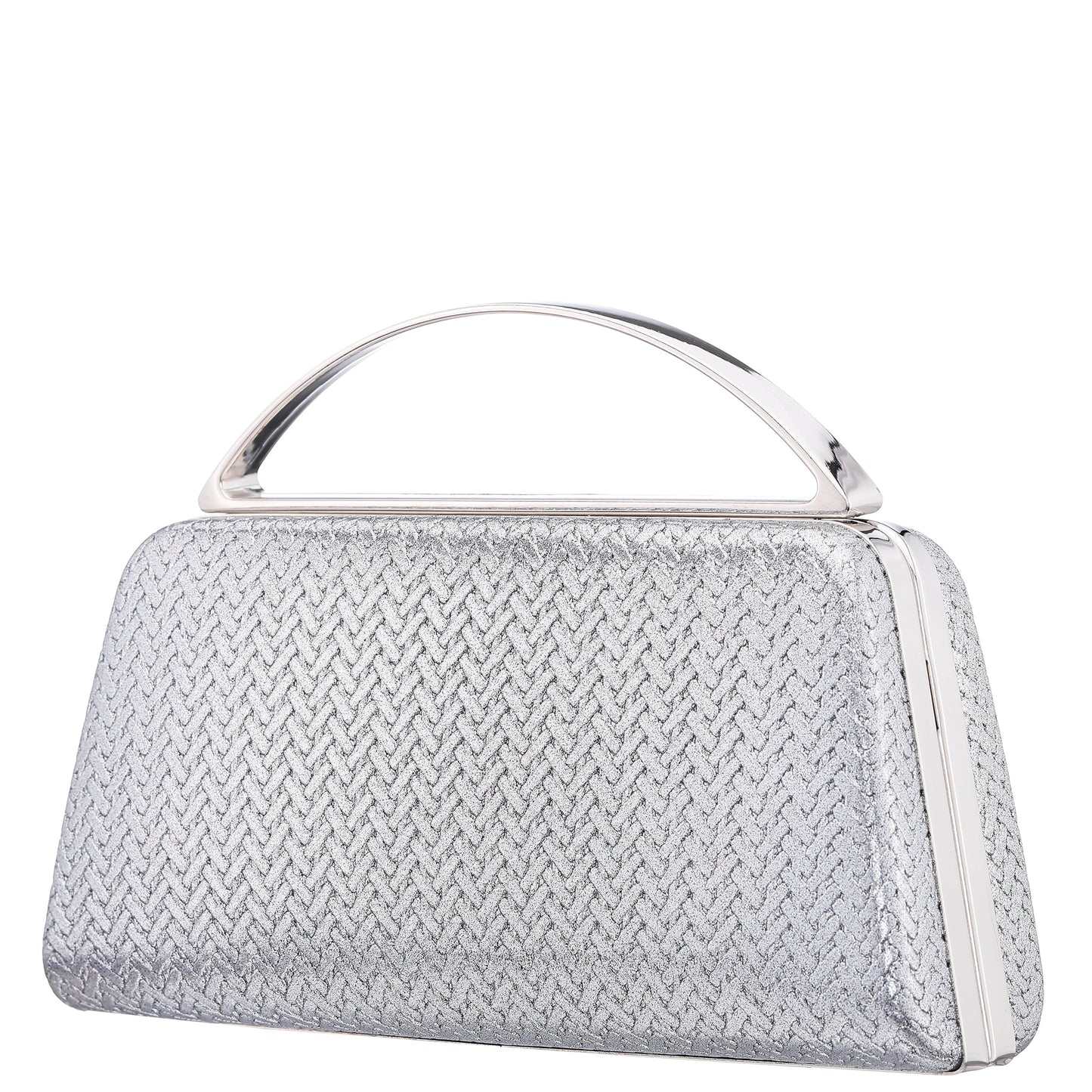 Genesis-G Antique Silver Metallic Faux Weave Box Bag | Nina Shoes