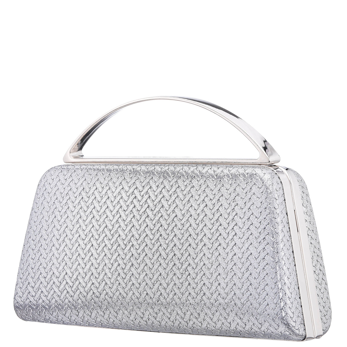 Genesis-G Antique Silver Metallic Faux Weave Box Bag | Nina Shoes