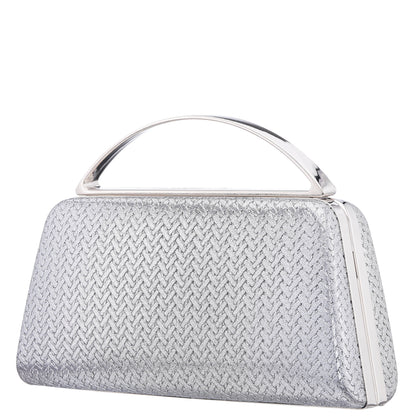 Genesis-G Antique Silver Metallic Faux Weave Box Bag | Nina Shoes