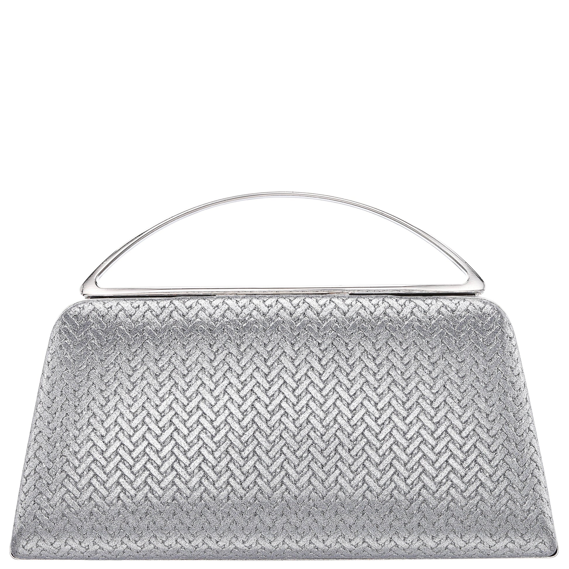 Genesis-G Antique Silver Metallic Faux Weave Box Bag | Nina Shoes