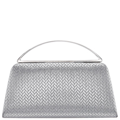Genesis-G Antique Silver Metallic Faux Weave Box Bag | Nina Shoes