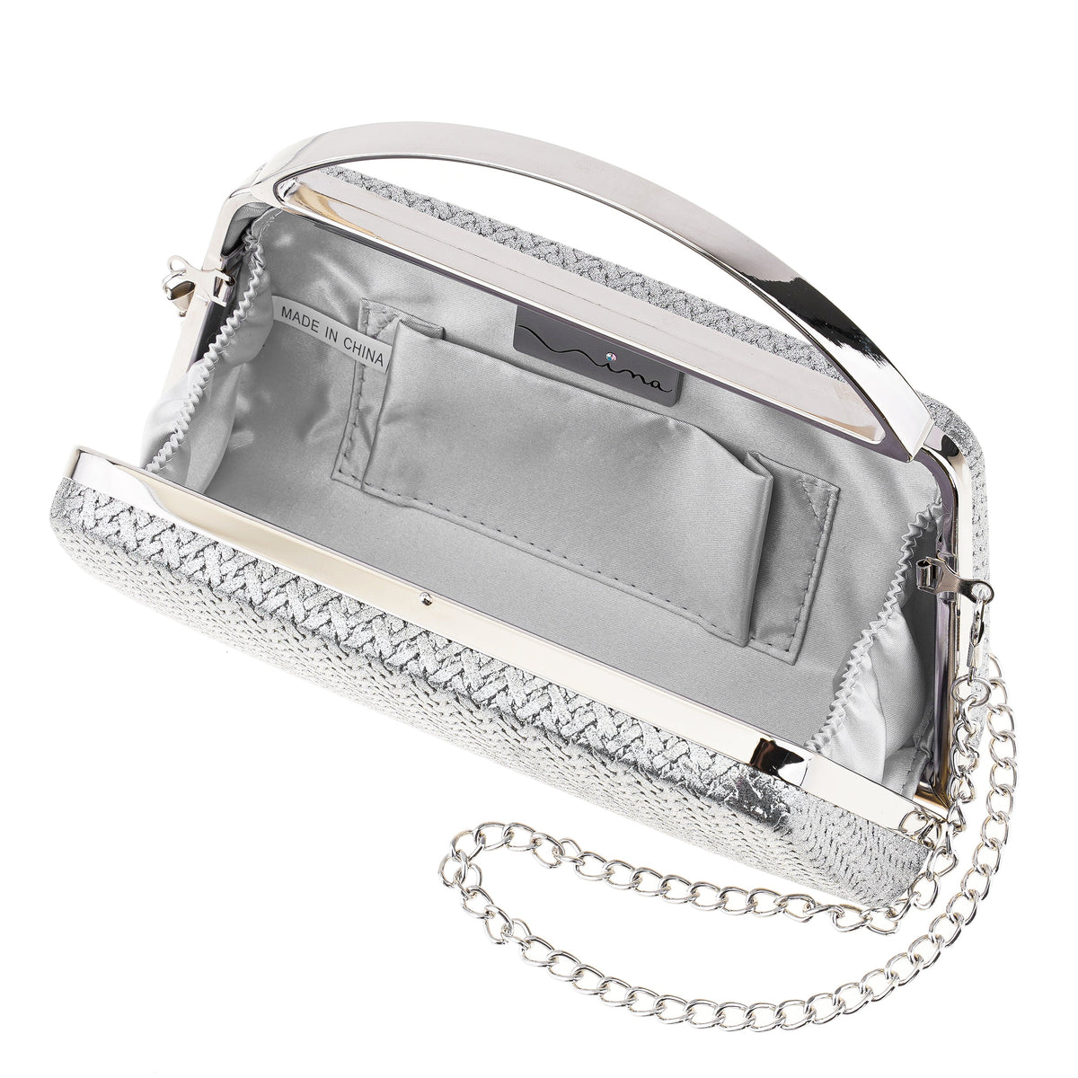 Genesis-G Antique Silver Metallic Faux Weave Box Bag | Nina Shoes