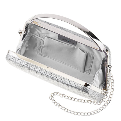 Genesis-G Antique Silver Metallic Faux Weave Box Bag | Nina Shoes