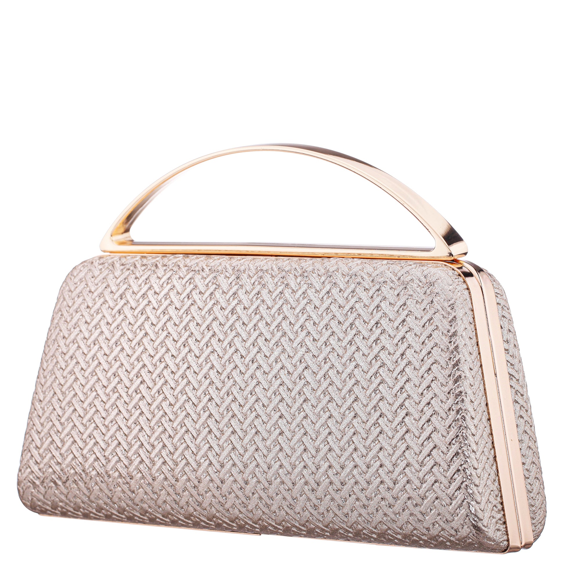 Genesis-G Light Gold Metallic Faux Weave Box Bag | Nina Shoes