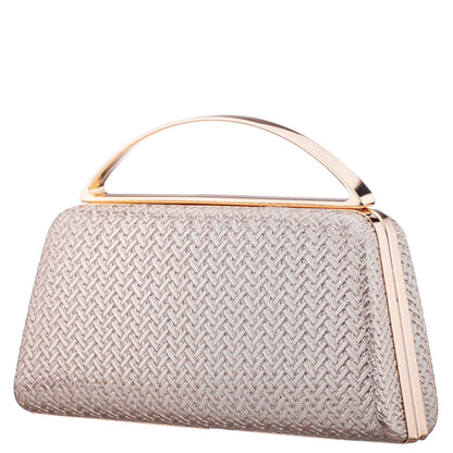 Genesis-G Light Gold Metallic Faux Weave Box Bag | Nina Shoes