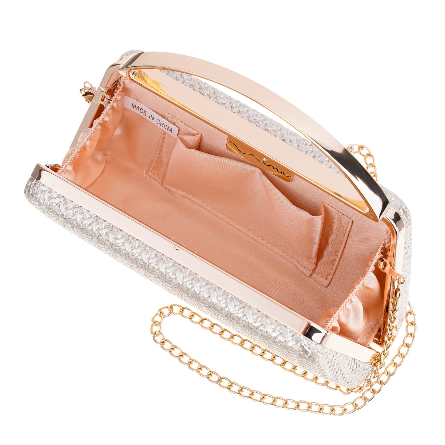 Genesis-G Light Gold Metallic Faux Weave Box Bag | Nina Shoes