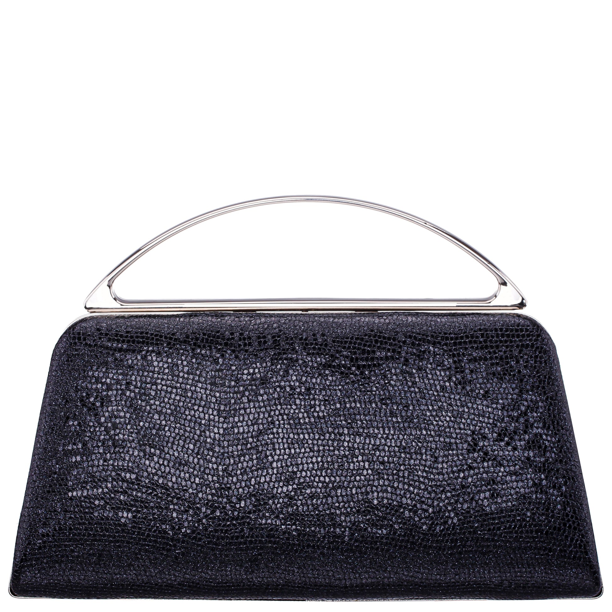 Genesis-S Black Embossed Metallic Snake Minaudiere | Nina Shoes