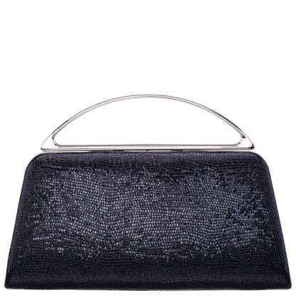 Genesis-S Black Embossed Metallic Snake Minaudiere | Nina Shoes
