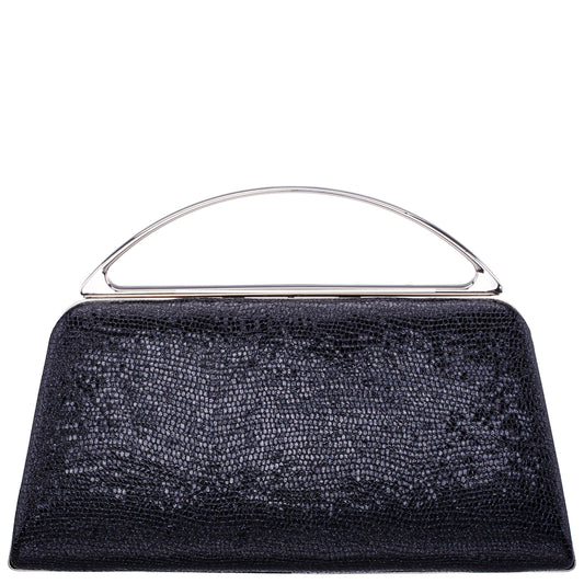 Genesis-S Black Embossed Metallic Snake Minaudiere | Nina Shoes