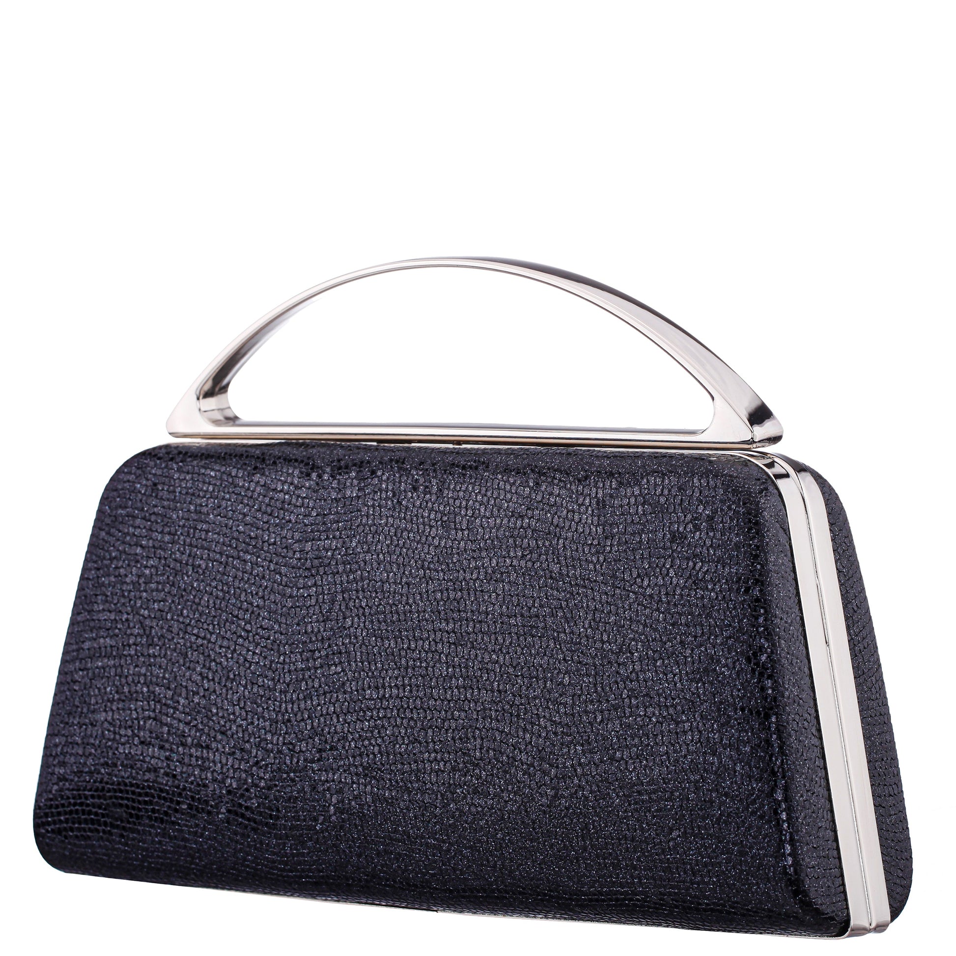 Genesis-S Black Embossed Metallic Snake Minaudiere | Nina Shoes