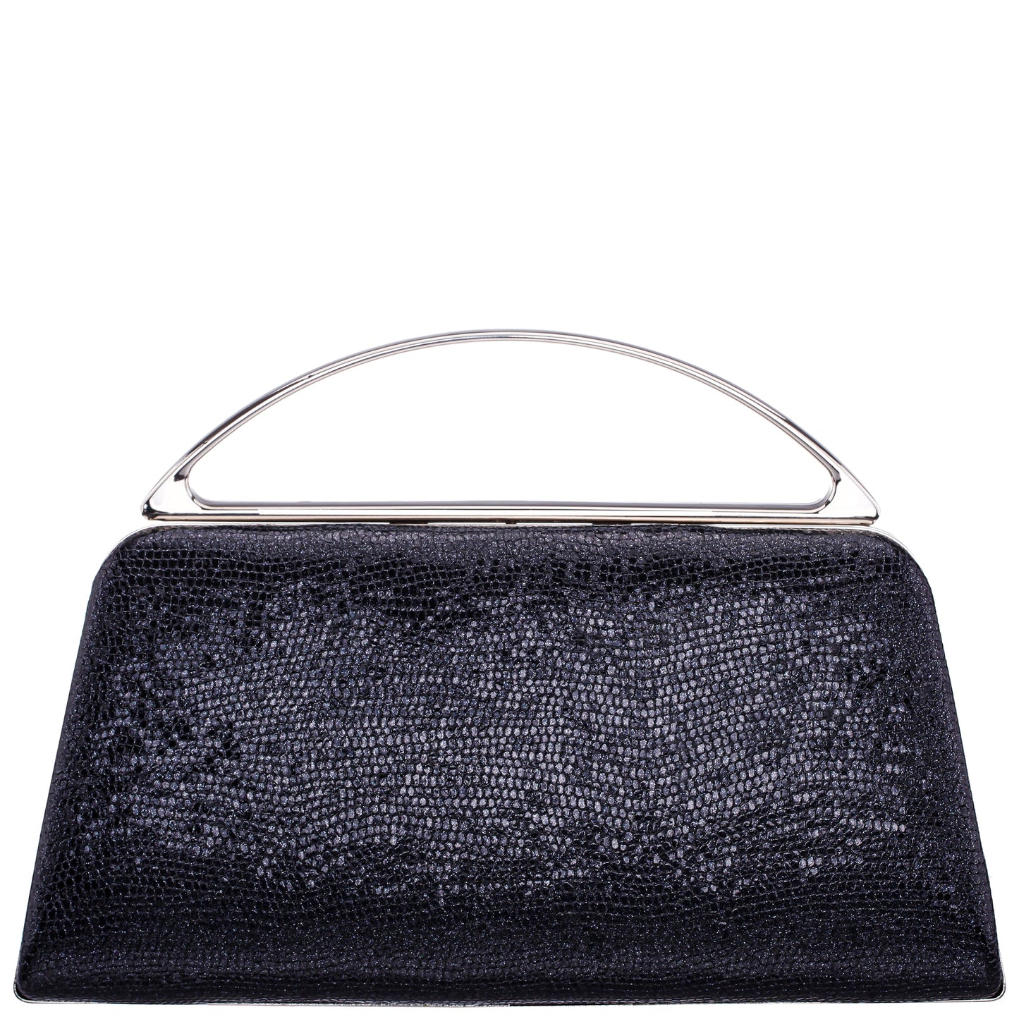 Genesis-S Black Embossed Metallic Snake Minaudiere | Nina Shoes
