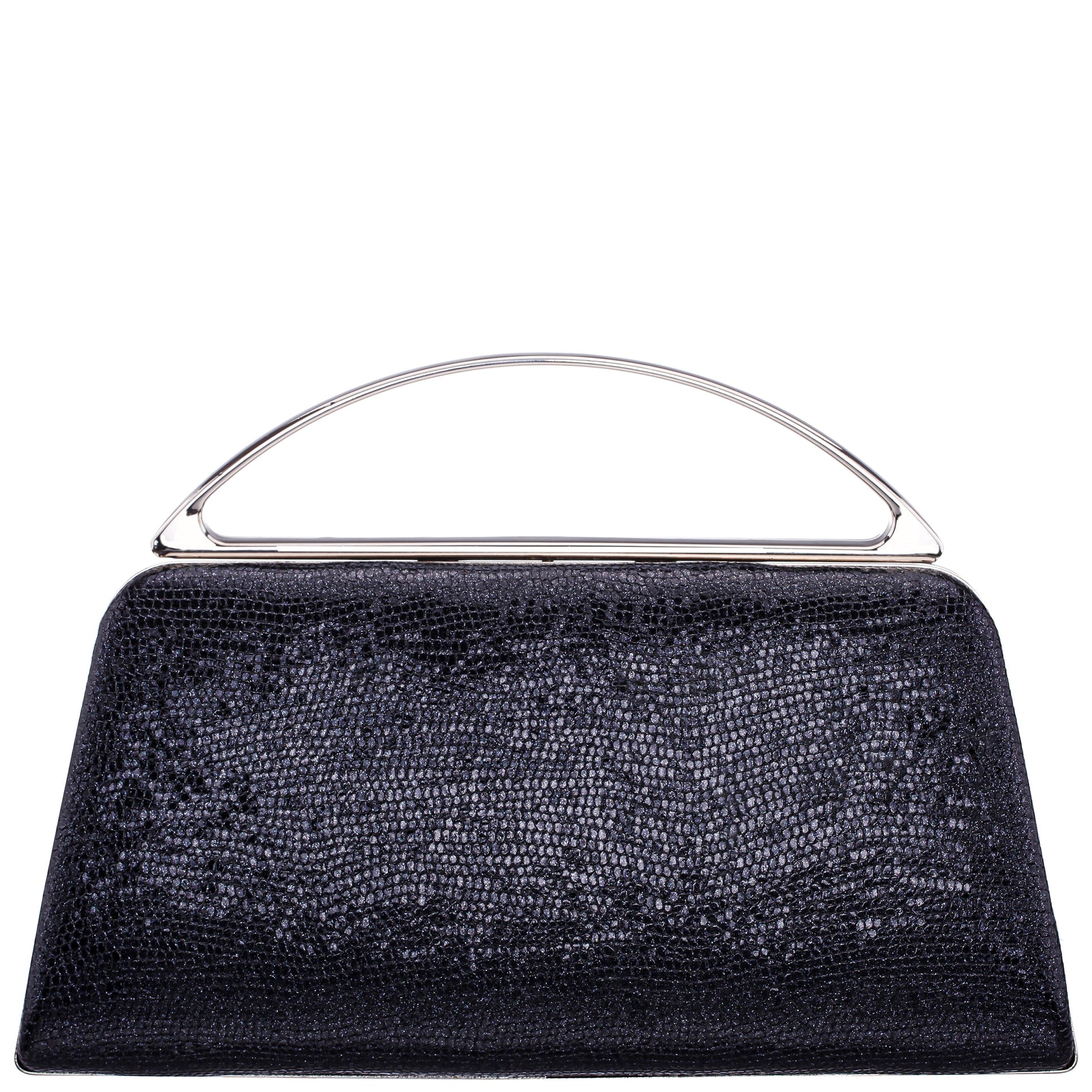 Genesis-S Black Embossed Metallic Snake Minaudiere | Nina Shoes