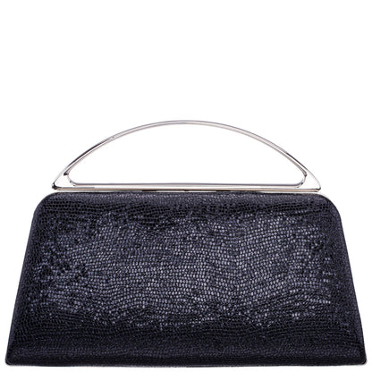 Genesis-S Black Embossed Metallic Snake Minaudiere | Nina Shoes