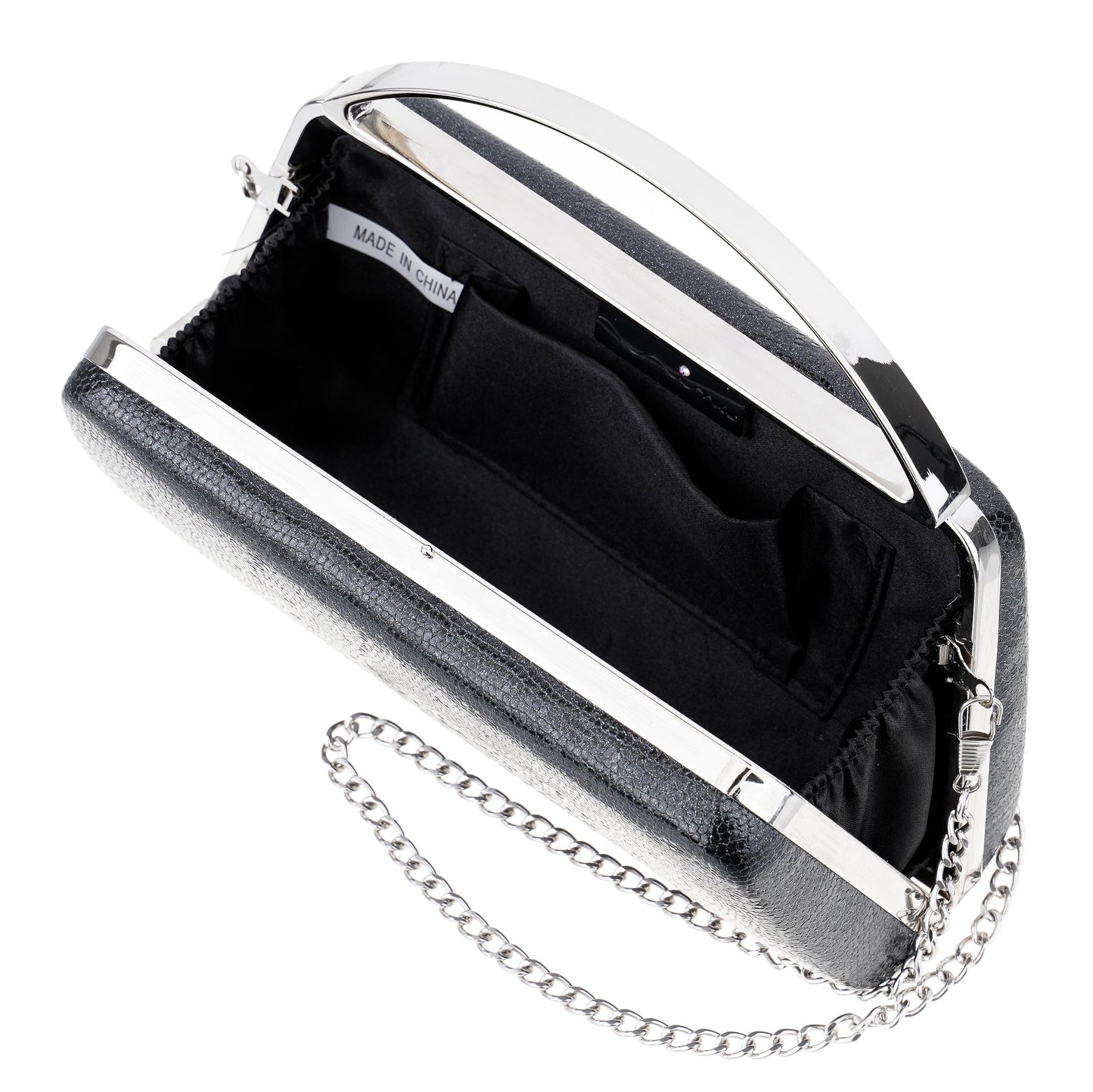 Genesis-S Black Embossed Metallic Snake Minaudiere | Nina Shoes