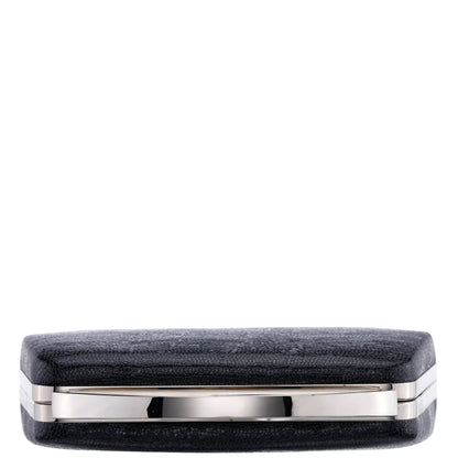 Genesis-S Black Embossed Metallic Snake Minaudiere | Nina Shoes