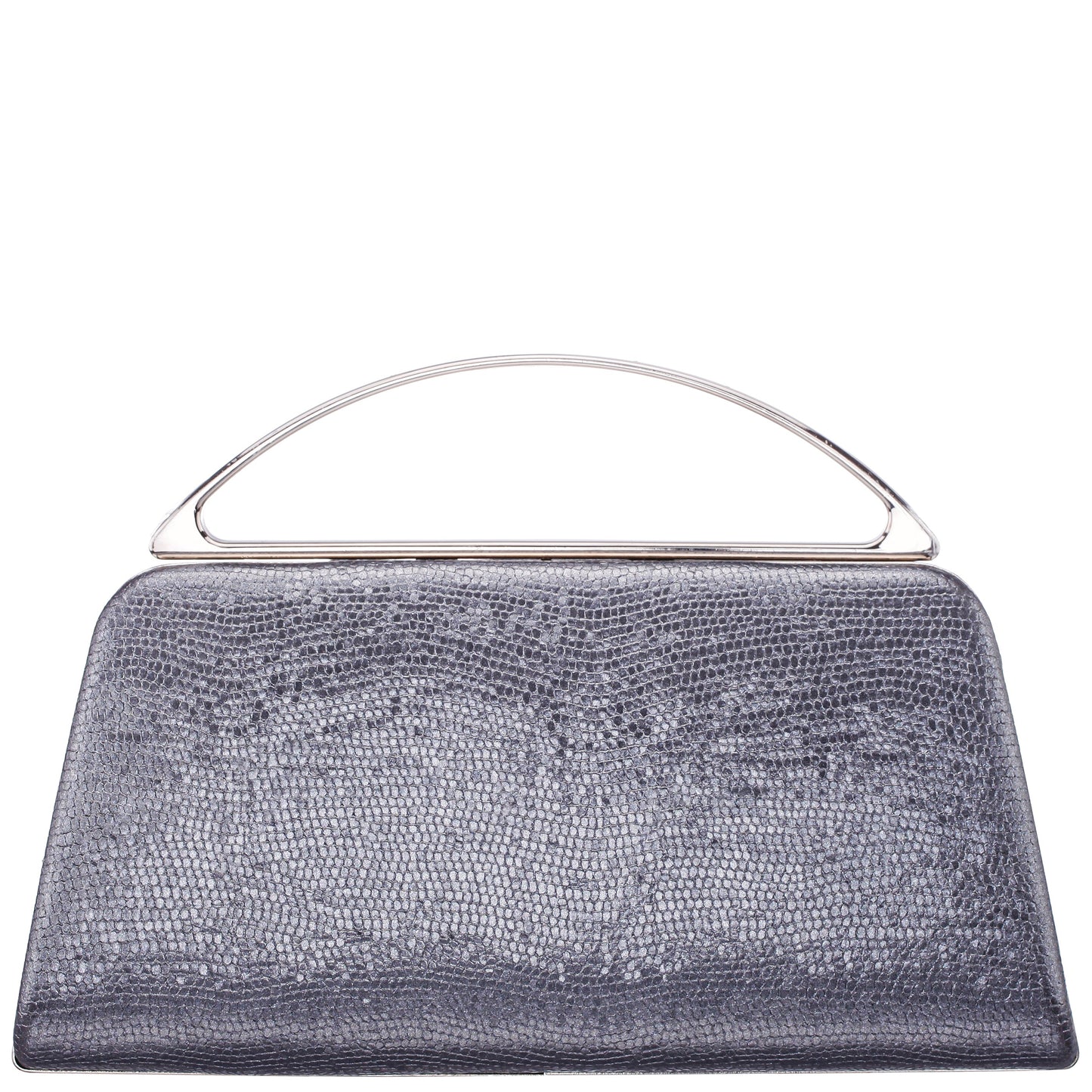 Genesis-S Dark Silver Embossed Metallic Snake Minaudiere | Nina Shoes
