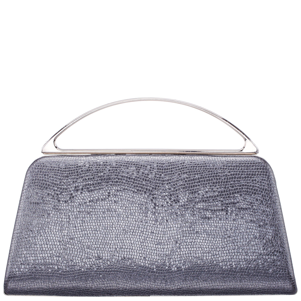 Genesis-S Dark Silver Embossed Metallic Snake Minaudiere | Nina Shoes