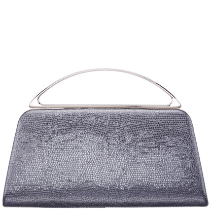 Genesis-S Dark Silver Embossed Metallic Snake Minaudiere | Nina Shoes
