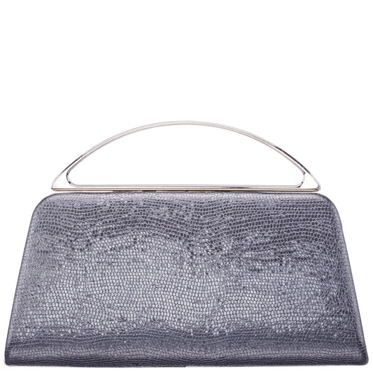 Genesis-S Dark Silver Embossed Metallic Snake Minaudiere | Nina Shoes