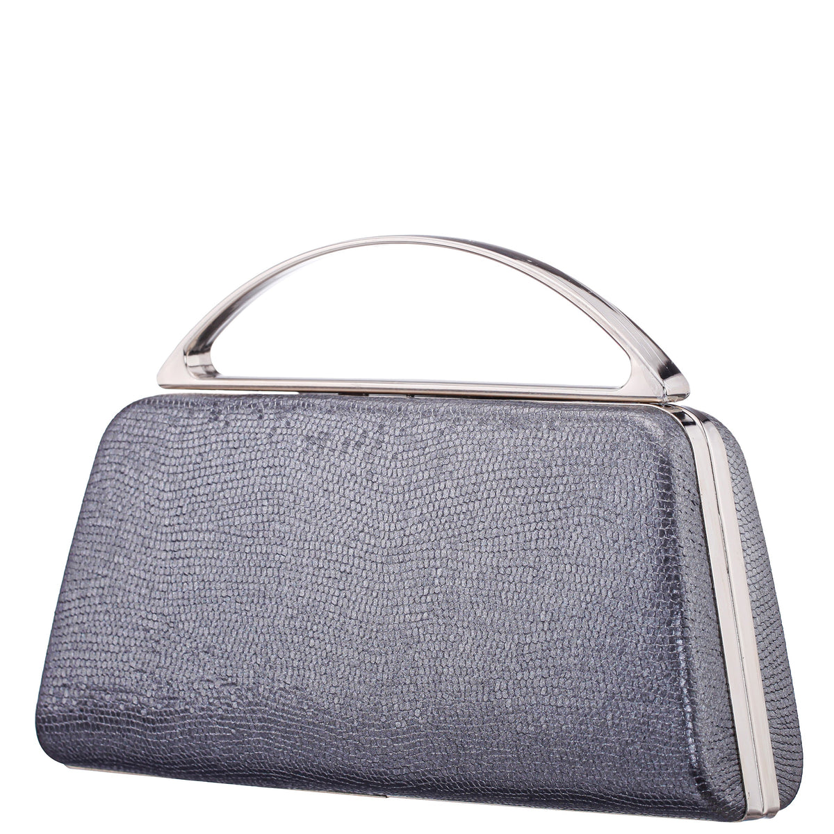 Genesis-S Dark Silver Embossed Metallic Snake Minaudiere | Nina Shoes