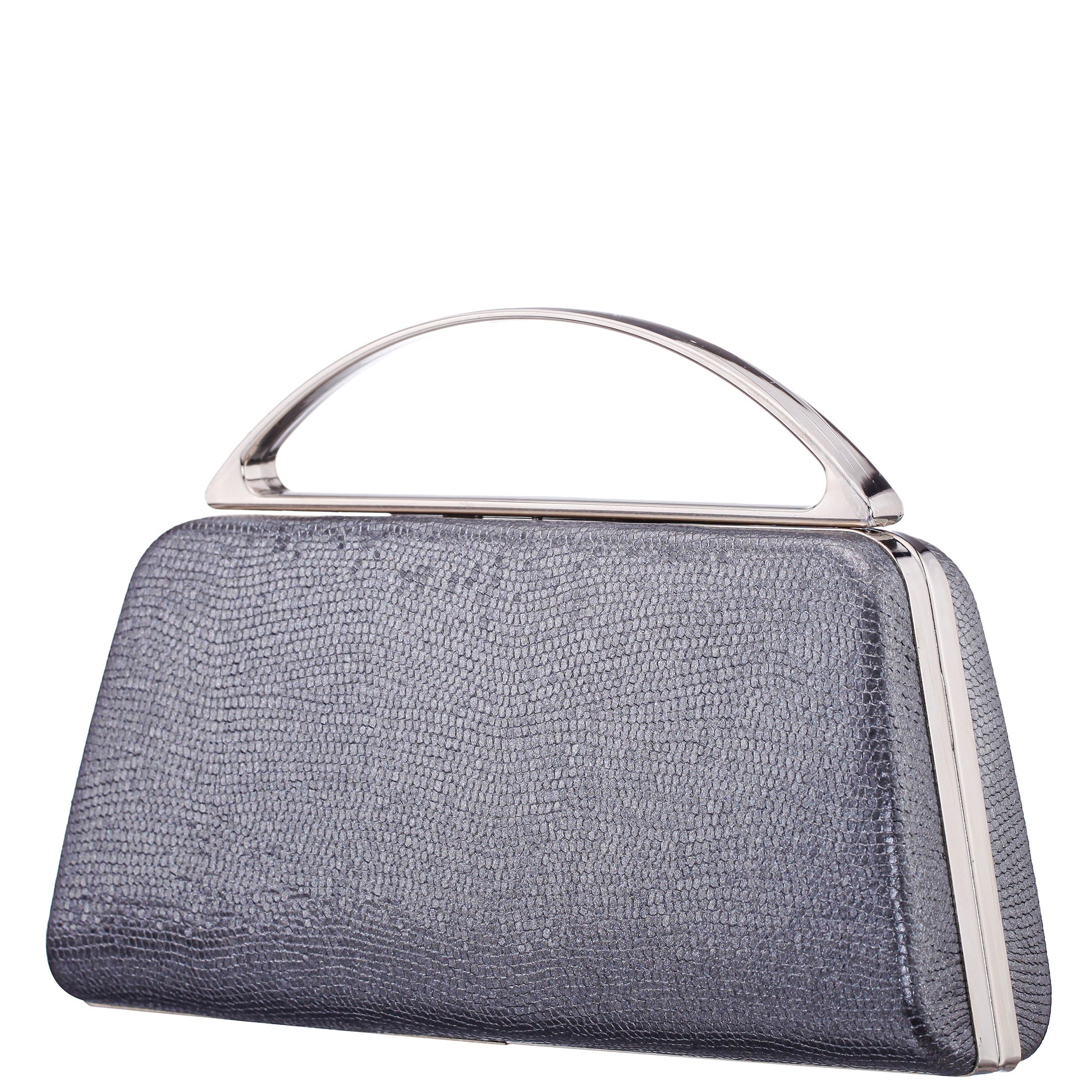 Genesis-S Dark Silver Embossed Metallic Snake Minaudiere | Nina Shoes