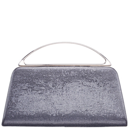 Genesis-S Dark Silver Embossed Metallic Snake Minaudiere | Nina Shoes