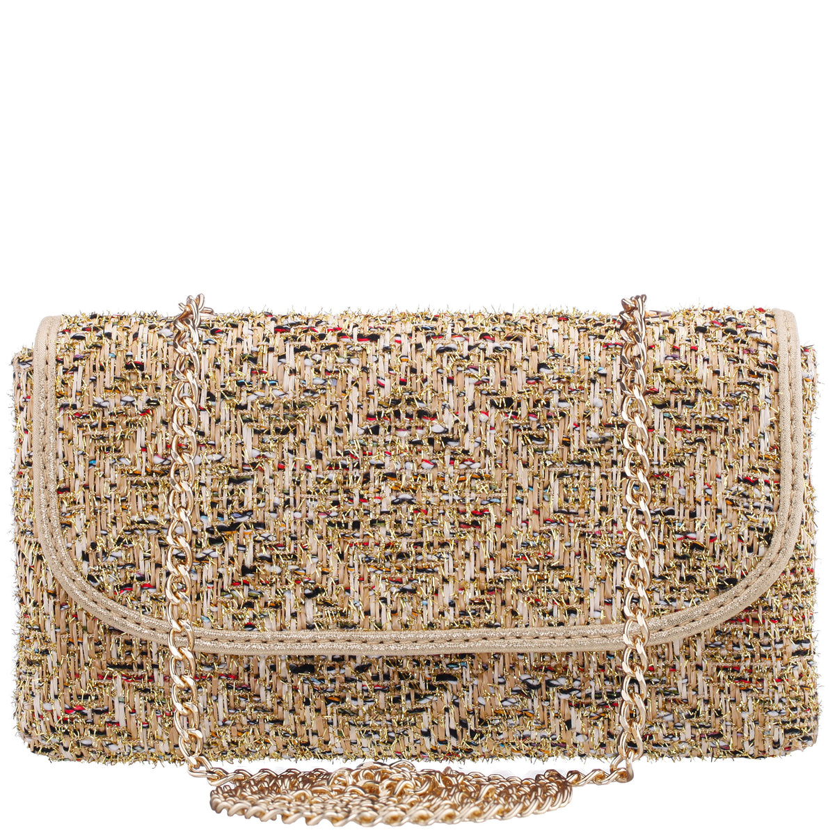 Cerise Gold Metallic Tweed Crossbody Bag | Nina Shoes