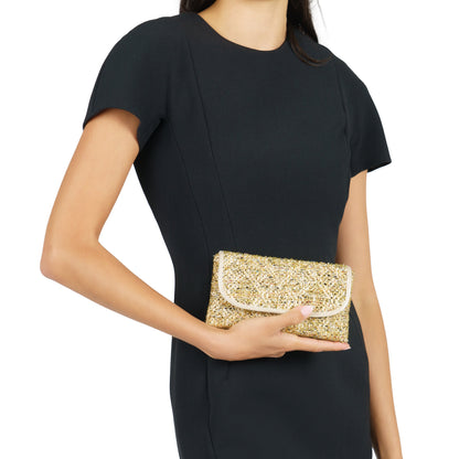 Cerise Gold Metallic Tweed Crossbody Bag | Nina Shoes