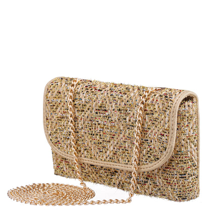 Cerise Gold Metallic Tweed Crossbody Bag | Nina Shoes