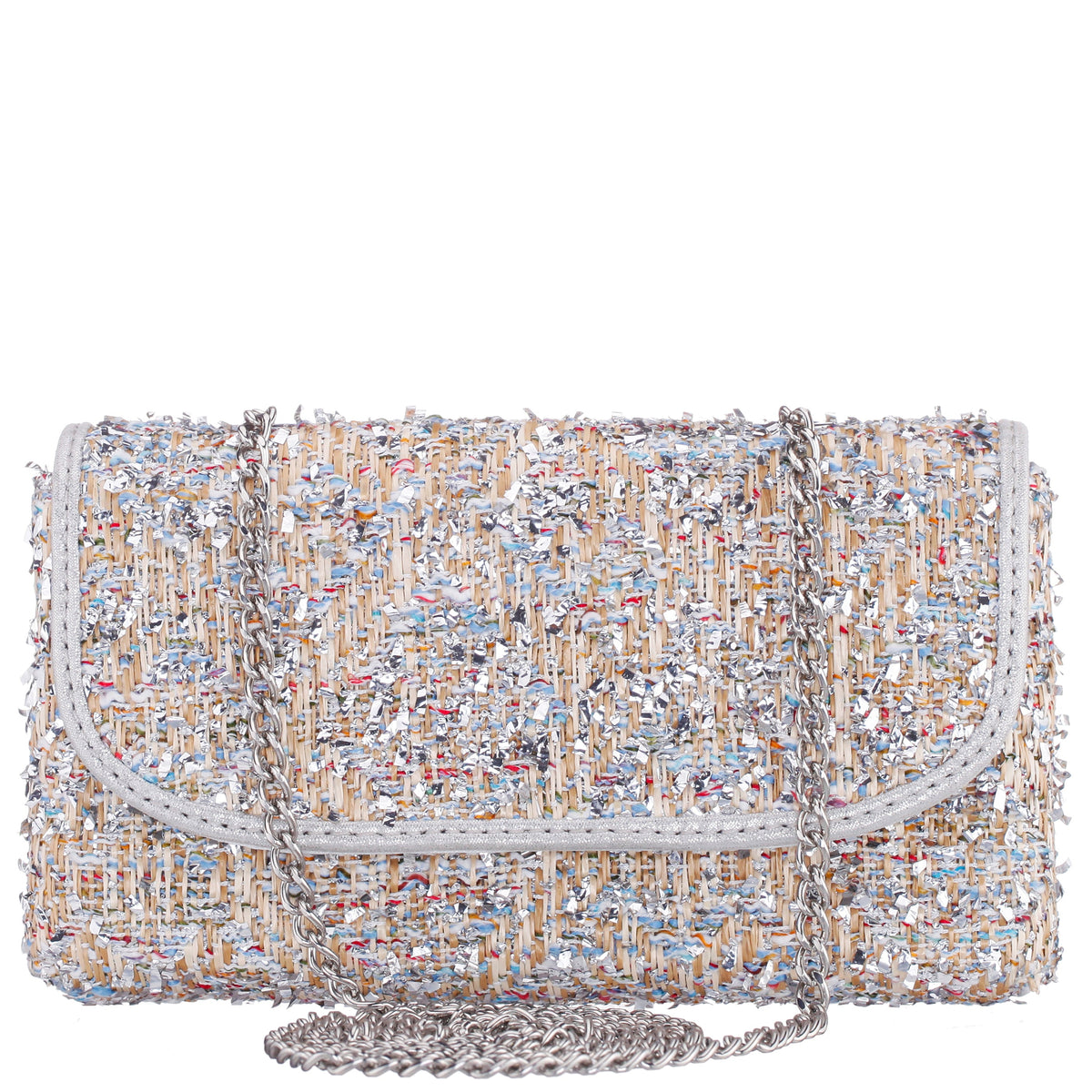 Cerise Silver Multi Metallic Tweed Crossbody Bag | Nina Shoes