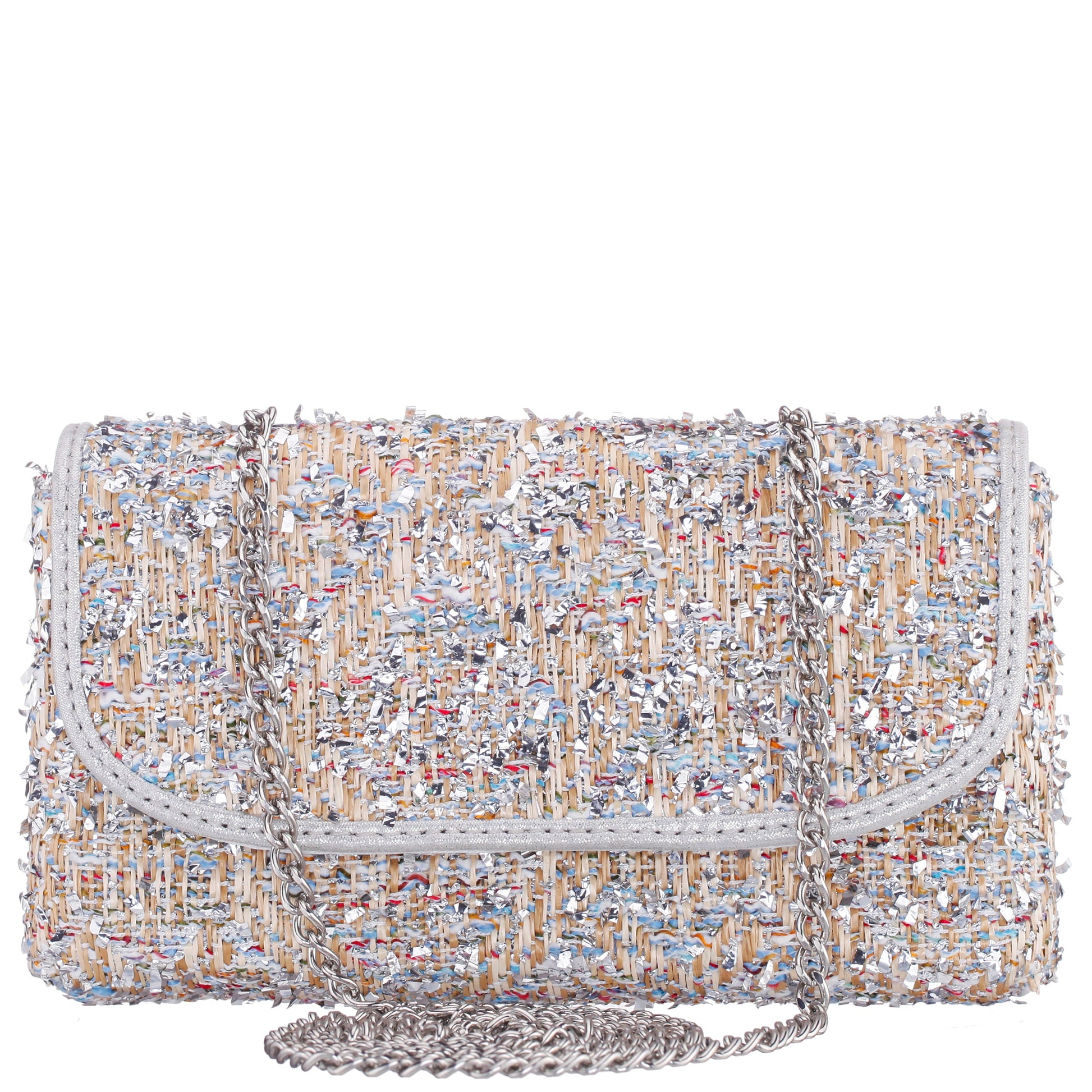 Cerise Silver Multi Metallic Tweed Crossbody Bag | Nina Shoes