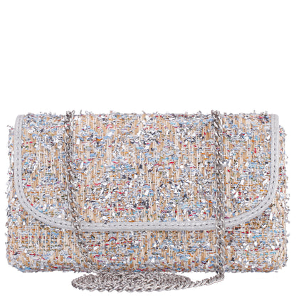 Cerise Silver Multi Metallic Tweed Crossbody Bag | Nina Shoes