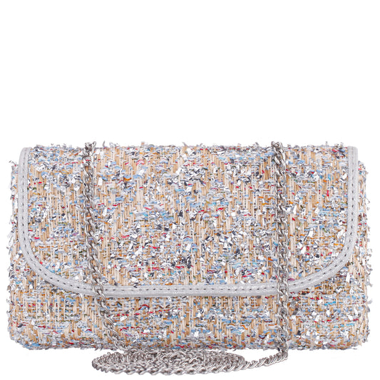Cerise Silver Multi Metallic Tweed Crossbody Bag | Nina Shoes