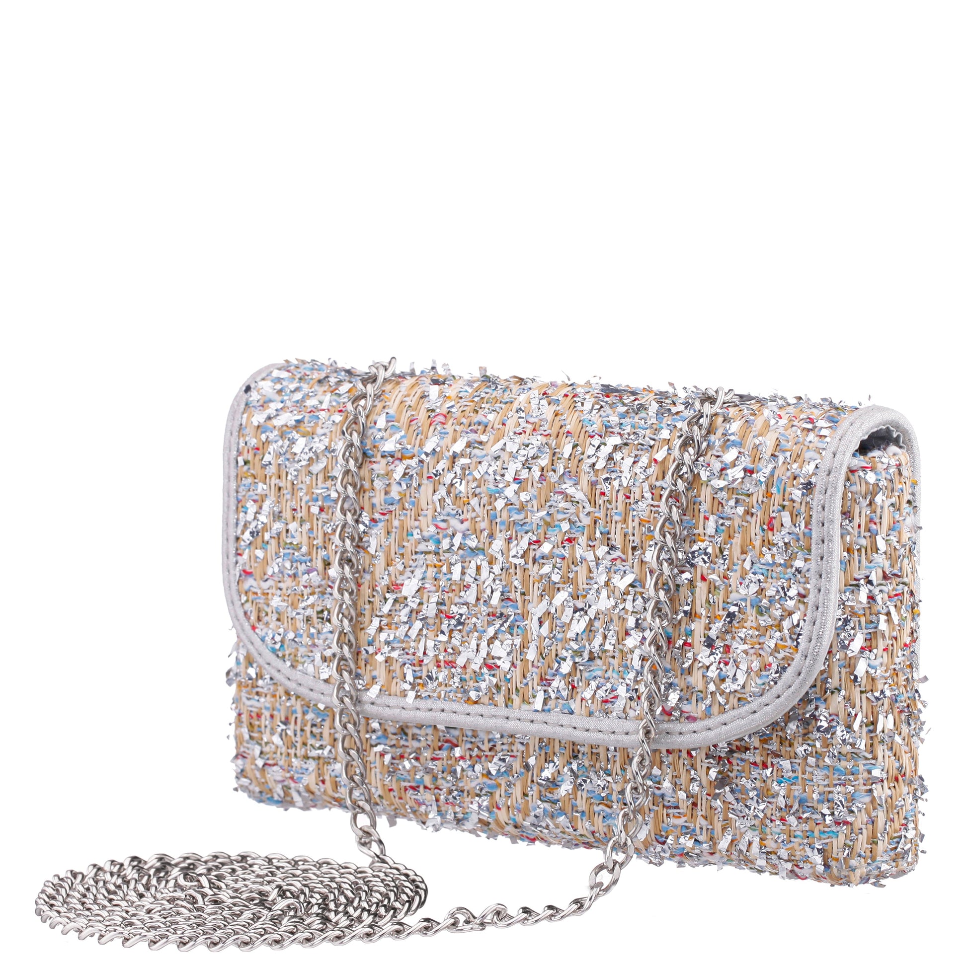 Cerise Silver Multi Metallic Tweed Crossbody Bag | Nina Shoes