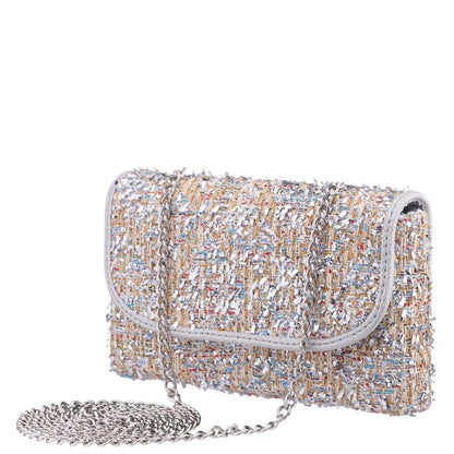 Cerise Silver Multi Metallic Tweed Crossbody Bag | Nina Shoes
