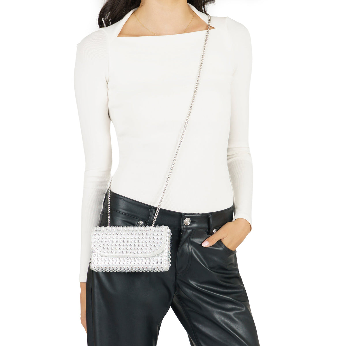 Bixby Silver Glamex Crossbody Bag | Nina Shoes