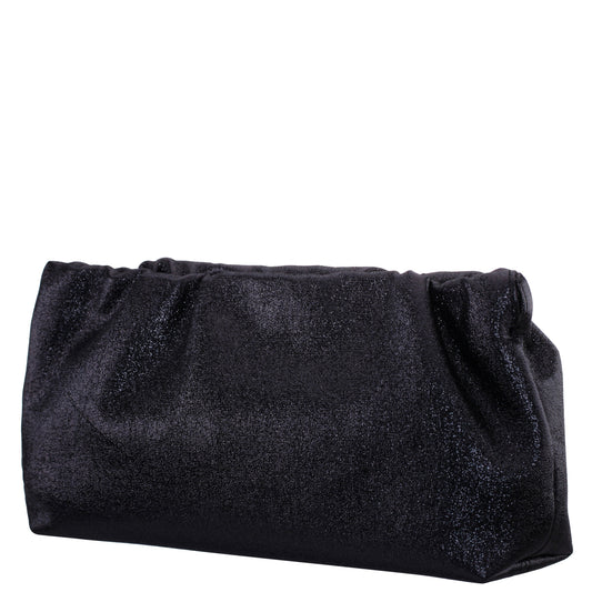 Thea-T Black Stellarglow Fabric Frame Clutch | Nina Shoes