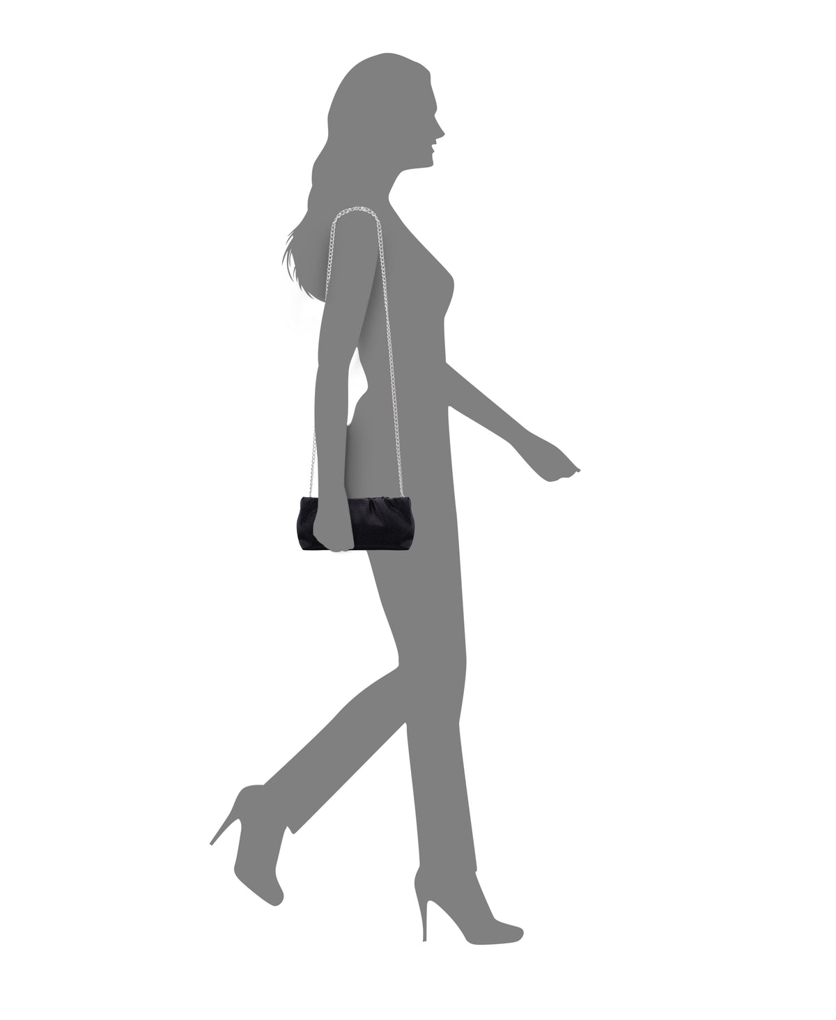 Thea-T Black Stellarglow Fabric Frame Clutch | Nina Shoes