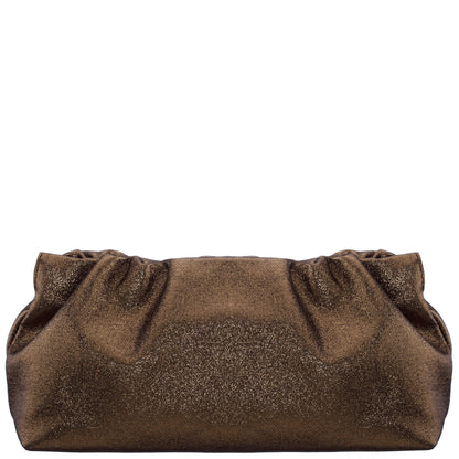Thea-T Brown Stellarglow Fabric Frame Clutch | Nina Shoes