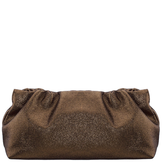 Thea-T Brown Stellarglow Fabric Frame Clutch | Nina Shoes
