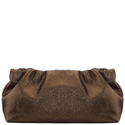 Thea-T Brown Stellarglow Fabric Frame Clutch | Nina Shoes