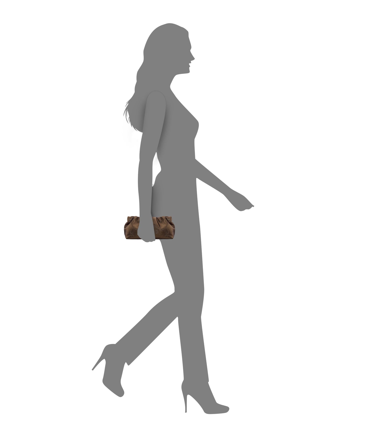 Thea-T Brown Stellarglow Fabric Frame Clutch | Nina Shoes