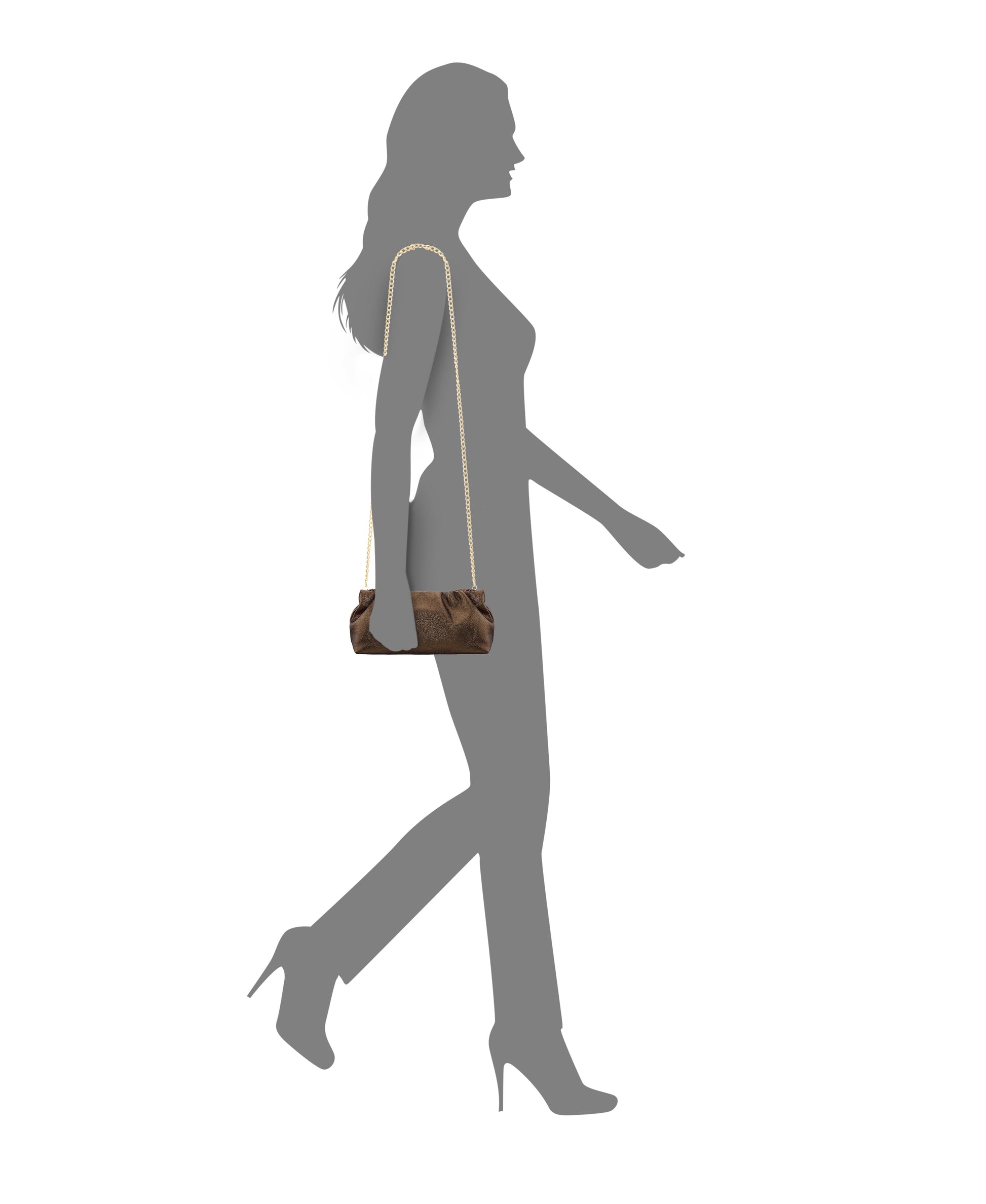 Thea-T Brown Stellarglow Fabric Frame Clutch | Nina Shoes