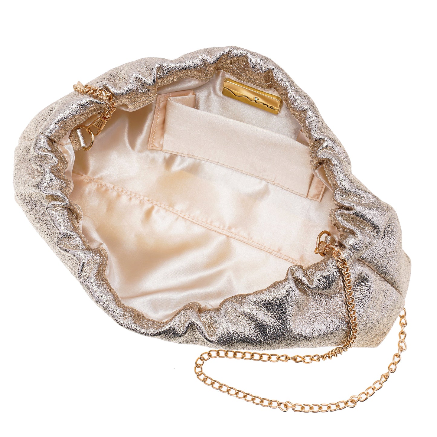 Thea-T Platino Stellarglow Fabric Frame Clutch | Nina Shoes