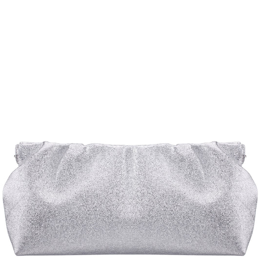 Thea-T Silver Stellarglow Fabric Frame Clutch | Nina Shoes
