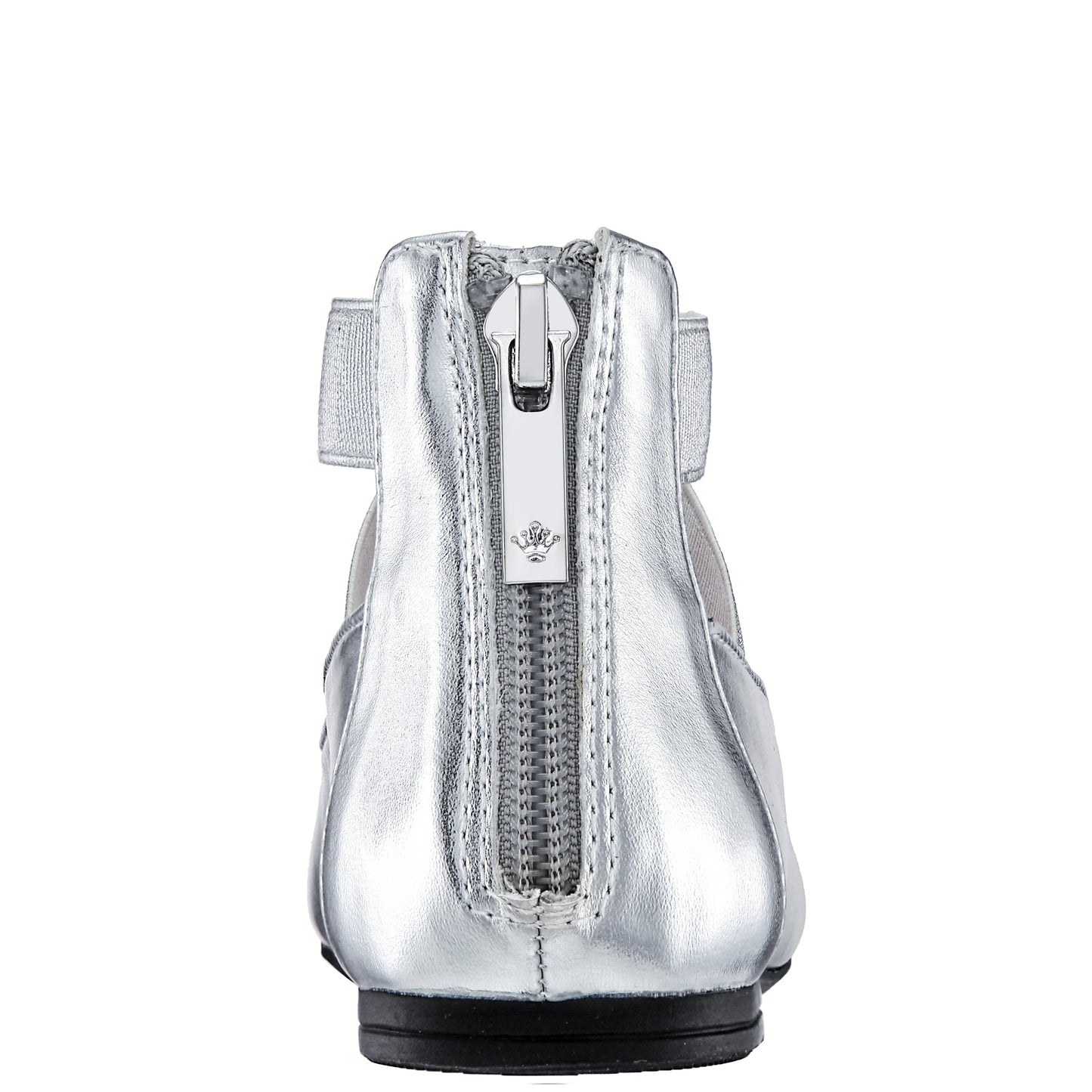 Girls Marissa silver metallic zip back ballet flats | Nina Shoes