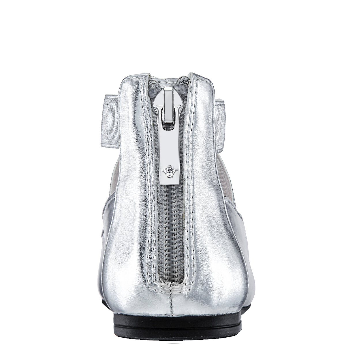Girls Marissa silver metallic zip back ballet flats | Nina Shoes