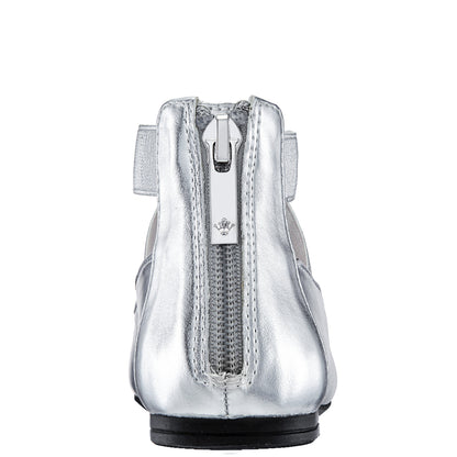 Girls Marissa silver metallic zip back ballet flats | Nina Shoes