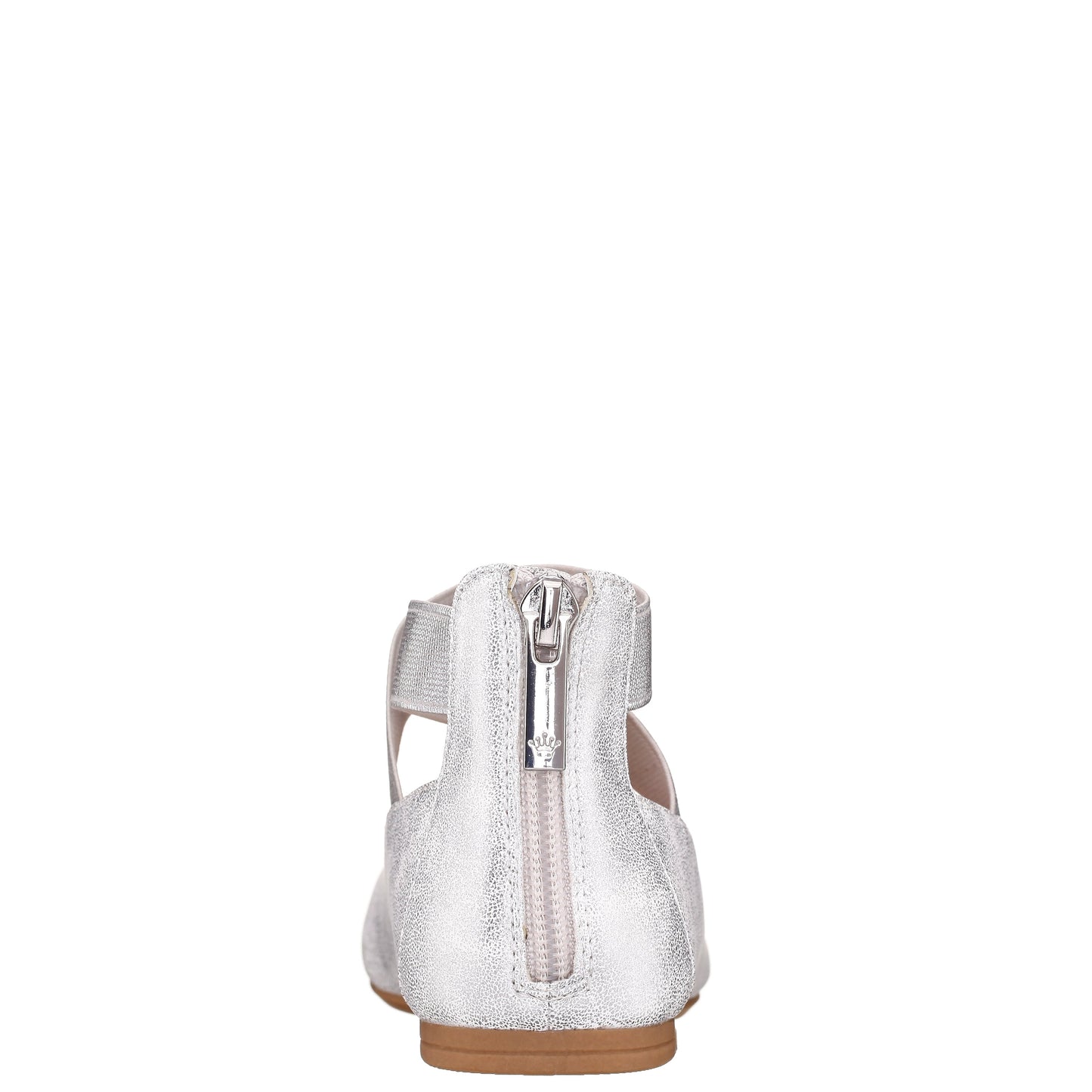 Girls Marissa Silver zip back ballet flats | Nina Shoes